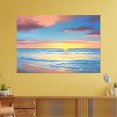 Schoon strand zonsondergang schilderij canvasprint canvas afdruk (Insitu (Woonkamer))