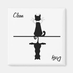 Schoon/vuile kat magneet