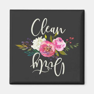 Schoon / Vuile, Roze Boho bloemenvaatwasser Magneet