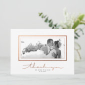 Schoon wit koperscript legant bedankt kaart (Staand voorkant)