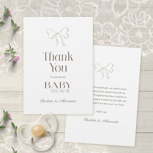 Schoon Witte Waterverf Strik Baby Shower Bedankkaart