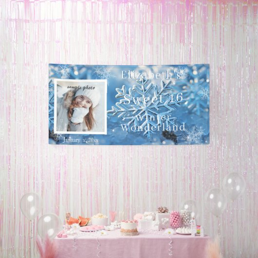 Schoon Zestien Winter Wonderland Sneeuwvlok Spandoek (Feest)