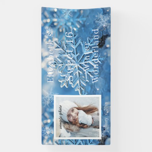 Schoon Zestien Winter Wonderland Sneeuwvlok Spandoek (Verticaal)