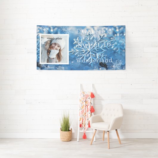 Schoon Zestien Winter Wonderland Sneeuwvlok Spandoek (Insitu)