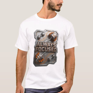 Schoon zilver ALWAYS FOCUSED Tekst Design T-shirt