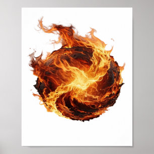 Schoon Zilver FIRE BALL 3D Tekst Kunst Poster