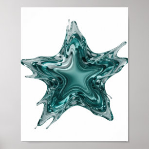 Schoon zilveren STER VORMIGE WATERSPATTING Poster