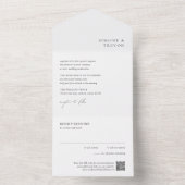 Schoon zwart en wit QR-code modern huwelijk All In One Uitnodiging (Binnen)