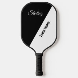 Schoon zwart-wit met twee tekstgebieden pickleball paddle