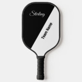 Schoon zwart-wit met twee tekstgebieden pickleball paddle (Achterkant)