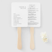 Schoon zwart-wit modern huwelijksprogramma handwaaier (Voorkant en achterkant)