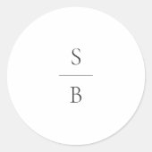 Schoon zwart-wit monogram moderne bruiloft ronde sticker (Voorkant)