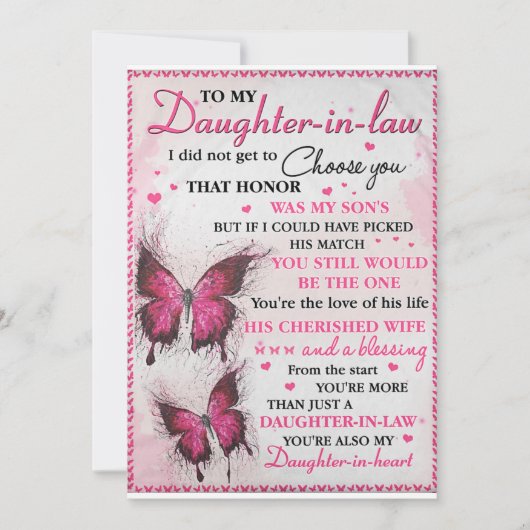 Schoondochter Vlinder Je Bent Ook Mijn Dochter In Feestdagenkaart (Voorkant)