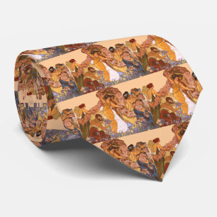 Schoone Art Nouveau Vrouwen met Irissen en Rozen Stropdas