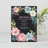 Schoone Kleurige Aquarel Bloem Bruiloft Save The Date (Staand voorkant)