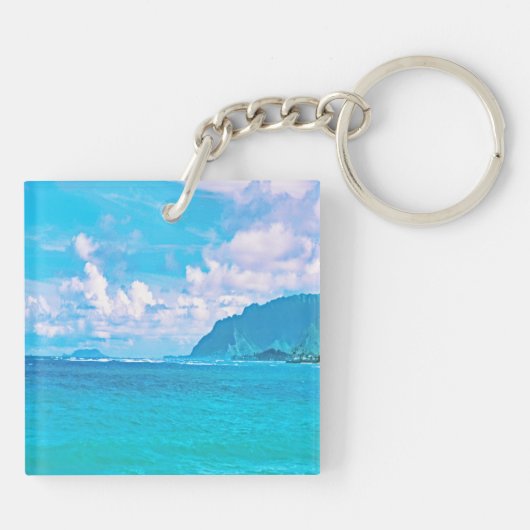 Schoone turquoise oceaangolven sleutelhanger (Achterkant)