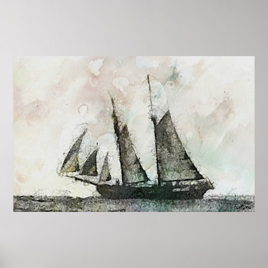 Schooner - kunst poster (Voorkant)