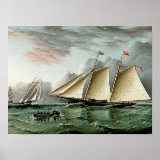 Schooner Mohawk van de vuurtoren van Sandy Hook Poster (Voorkant)