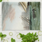 Schooner Mohawk van de vuurtoren van Sandy Hook Theedoek (Gevouwen)