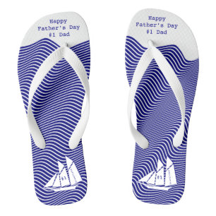 Schooner op de Quirky Navy/White Waves - Vaderdag Teenslippers