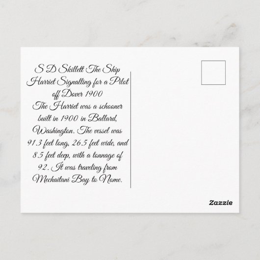 Schooner schip Harriet 1900s Briefkaart (Achterkant)