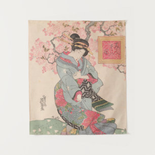 Schoonheden onder Cherry Blossoms Ukiyo-e Wandkleed