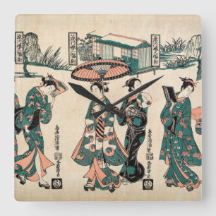 Schoonheden uit Fukagawa. Drieluik Vierkante Klok