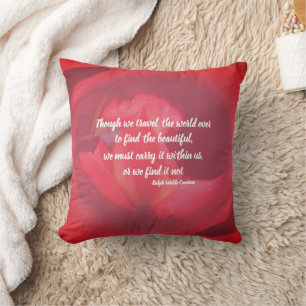 Schoonheid Binnenin Roze Roos Inspirerende Quote Kussen