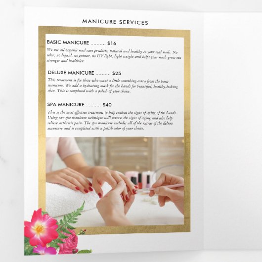 Schoonheid Bloemen Nagelsalon Witte brochure Drieluik Kaart (Binnenzijde eerst)