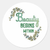 Schoonheid Botanische Typografie Ronde Sticker (Voorkant)