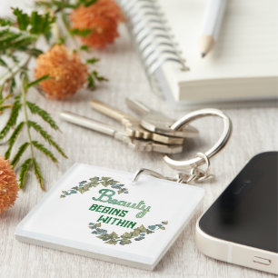 Schoonheid Botanische Typografie Sleutelhanger