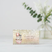 Schoonheid Elegante Bokeh Macaroon Cupcake Visitekaartje (Staand voorkant)