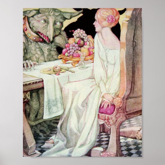  schoonheid en de Beast Illustratie Poster (Voorkant)