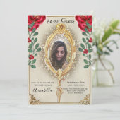 Schoonheid en het Beest Fotospiegel en Rode Rozen Kaart (Staand voorkant)