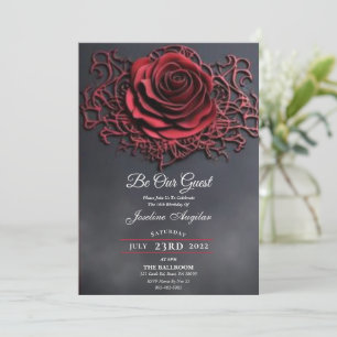 Schoonheid en het Beest Gothic Red Rose Sweet 16 Kaart