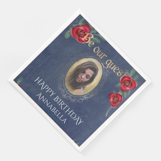 Schoonheid en het Beest Sprookje Blauwe Spiegel Fo Servet (Hoek)