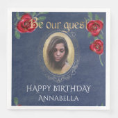 Schoonheid en het Beest Sprookje Blauwe Spiegel Fo Servet (Voorkant)