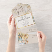 Schoonheid en het Beest Sprookje Thema All In One Uitnodiging (Afscheurbaar)