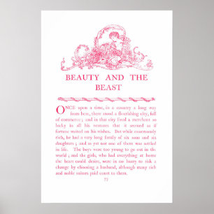 Schoonheid en het Beest Sprookjesboek Roze Poster