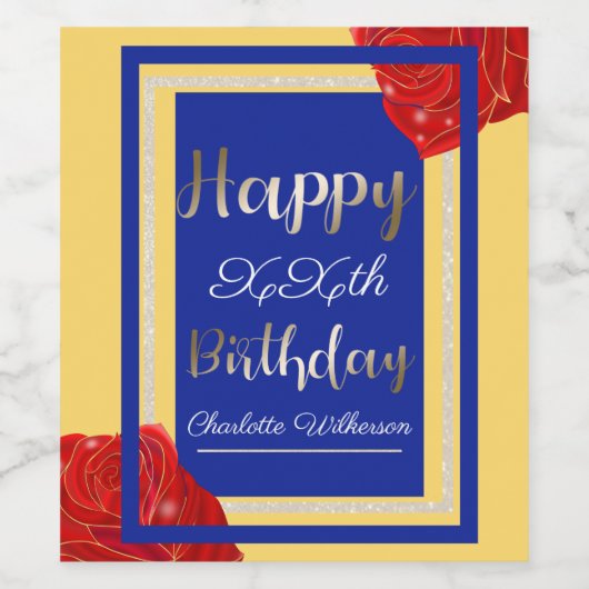 Schoonheid en het Beest Thema Gelukkige Verjaardag Wijn Etiket (Enkel label)