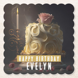 Schoonheid en het Beest Verjaardagstaart - Kartonnen Onderzetters