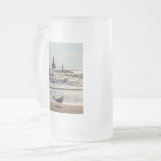 Schoonheid en kracht matglas bierpul (Voorkant links)