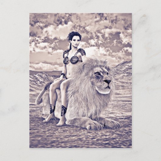 Schoonheid en Leeuw Briefkaart (Voorkant)