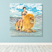 Schoonheid en Leeuw Canvas Afdruk (Insitu (Houten vloer))