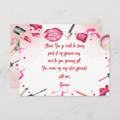 Schoonheid en make-up spa verjaardag bedankkaart (Voorkant / Achterkant)