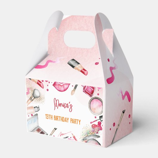 Schoonheid en make-up spa verjaardagsfeestje bedankdoosjes (Achterkant)