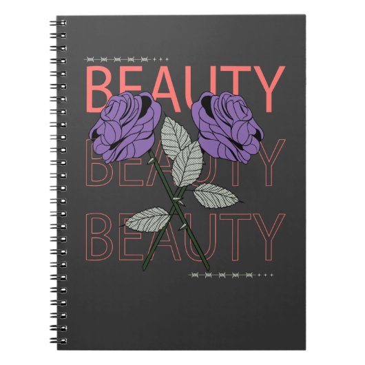 Schoonheid, herhaalde tekst Met bloemen Notitieboek (Voorkant)