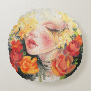 Schoonheid in bloesems: olieverfschilderij Elegant Rond Kussen