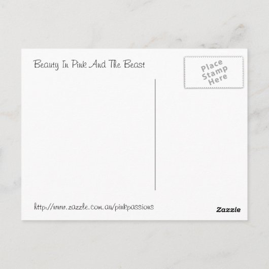 Schoonheid in Roze en het Dier Briefkaart (Achterkant)