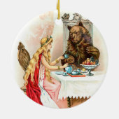 Schoonheid in roze en in het beest keramisch ornament (Achterkant)